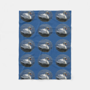 Swan Blue Fleece Blanket Deken
