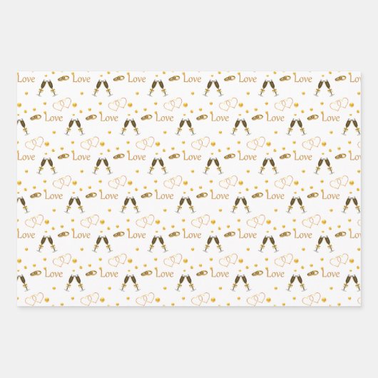 Swan Couple en Hearts over zilver en witbruiloft Inpakpapier Vel (Voorkant 3)