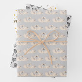 Swan Couple en Hearts over zilver en witbruiloft Inpakpapier Vel (In situ)