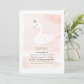 Swan Elegant Pink Birthday Uitnodiging (Staand voorkant)