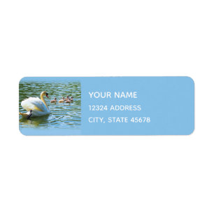 Swan en Cygnets Blue Return Address Label