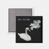 Swan en White Hibiscus Flower Magnet Magneet (Voorkant / Achterkant)