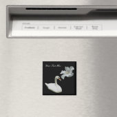 Swan en White Hibiscus Flower Magnet Magneet (Insitu (Vaatwasser))
