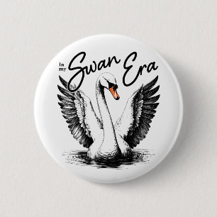 Swan Era Zwart Print Ronde Button 5,7 Cm