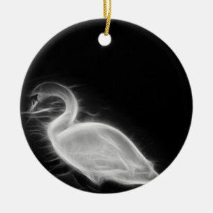 Swan Fractal Keramisch Ornament