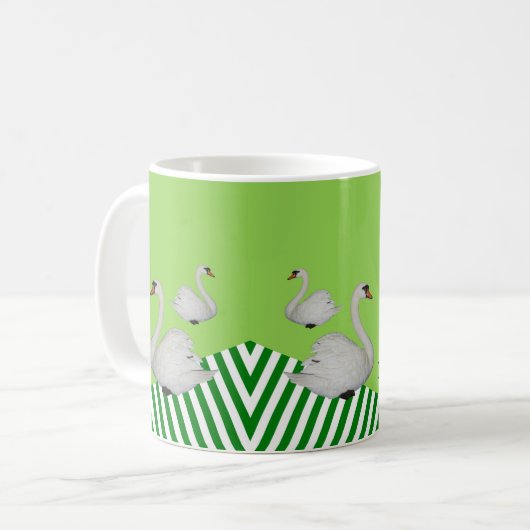 Swan Green Stripe Mok (Voorkant links)