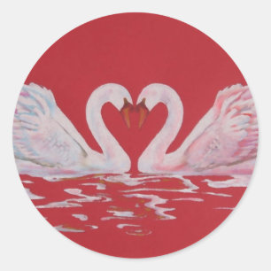 Swan Heart Ronde Sticker
