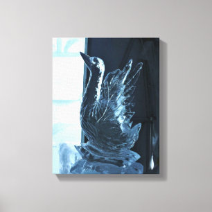 Swan Ice Sculpture, Quebec, Canada Canvas Afdruk