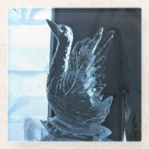 Swan Ice Sculpture, Quebec, Canada Glazen Onderzetter