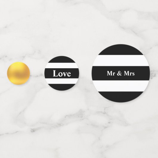 Swan-koppel op zwarte en witte bruiloft confetti (Voorkanten)