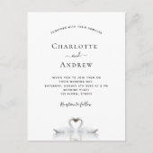 Swan koppel verliefd op witte bruiloft uitnodiging briefkaart (Voorkant)