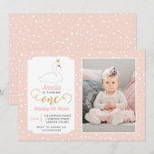 Swan Lake Girls 1st Birthday Invitation (Devant / Derrière)