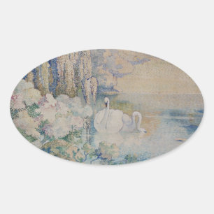Swan Lake Ovale Sticker