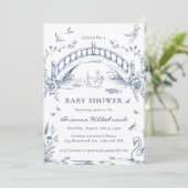 Swan Lake Toile Chinoiserie Baby Shower Invitation (Debout devant)