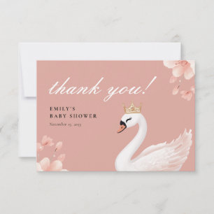 Swan Little Princess Baby shower Bedankkaart