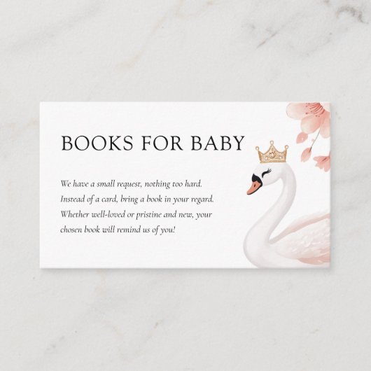 Swan Little Princess Baby shower Boeken Informatiekaartje (Voorkant)