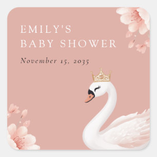 Swan Little Princess Baby shower Vierkante Sticker