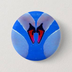 Swan Love, Romantic Heart Shaped Necks Ronde Button 5,7 Cm