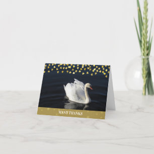 Swan met Gold Hearts Bedankkaart