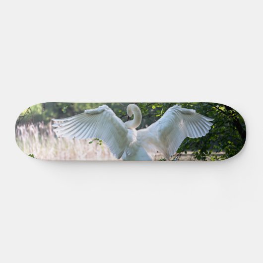 Swan met Wings Spread Skateboard (Horizontaal)