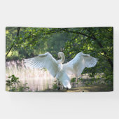 Swan met Wings Spread Spandoek (Horizontaal)