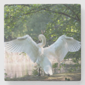 Swan met Wings Spread Stenen Onderzetter (Voorkant)