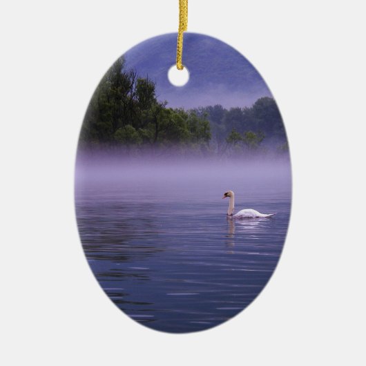 Swan op het meer keramisch ornament (Voorkant)