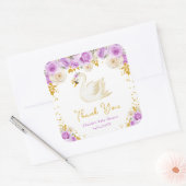 Swan Paarse gouden Rozen Baby shower dank u Vierkante Sticker (Envelop)