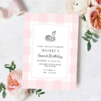 Swan Pink Gingham Verjaardag