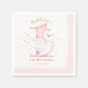 Swan Princess 1st Birthday Napkins Servet