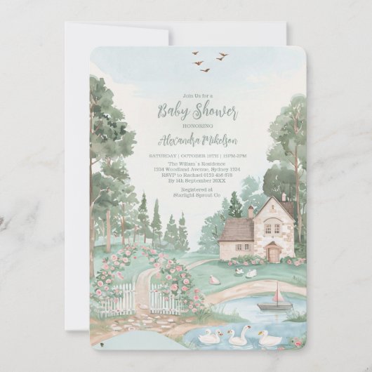 Swan Princess Baby shower Kaart (Voorkant)