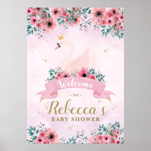 Swan Princess Baby shower Welkomstteken Poster (Voorkant)