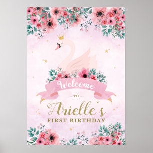 Swan Princess Birthday Party Welcome Sign Poster