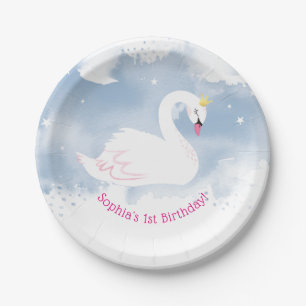 SWAN PRINCESS feesttafel decor blauw Papieren Bordje