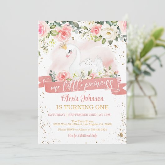 Swan Princess Invitation d'anniversaire (Debout devant)