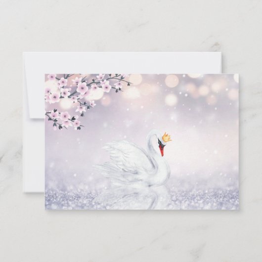 Swan Princess | MeisjesBaby shower Bedankkaart (Achterkant)