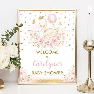 Swan Princess met roze ballon Welkom Baby Girl Poster