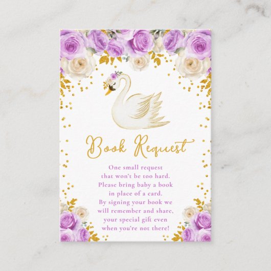 Swan Purple and Gold Roses Book Request Informatiekaartje (Voorkant)