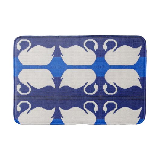 Swan Reflection in Blue Lake Artisan Crochet Print Badmat (Voorkant)