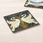 Swan, Rush en Iris, ontwerp Vierkante Kartonnen Onderzetter (Schuin)