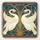 Swan, Rush en Iris, ontwerp Vierkante Kartonnen Onderzetter (Voorkant)