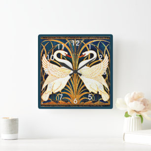 Swan, Rush en Iris, Vierkante Klok
