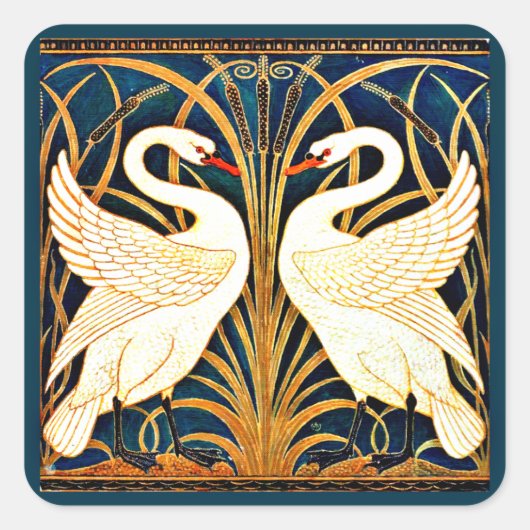 Swan, Rush en Iris, Vierkante Sticker (Voorkant)