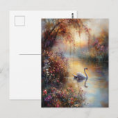 Swan Rustiek impressionistisch schilderij Briefkaart (Voorkant / Achterkant)