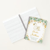 Swan Sage Green and Gold Roses Birth Statistics Notitieboek (Binnen)