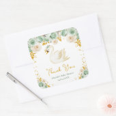 Swan Sage Groen Goud Rozen Baby shower Dank u Vierkante Sticker (Envelop)