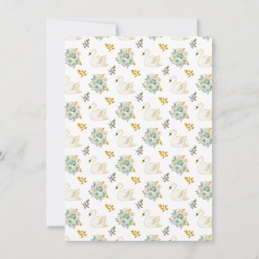 Swan Sage Groene en Gouden Rozen Baby shower Bedankkaart (Achterkant)