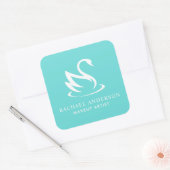 Swan Silhouette over Robin Egg Blue Vierkante Sticker (Envelop)