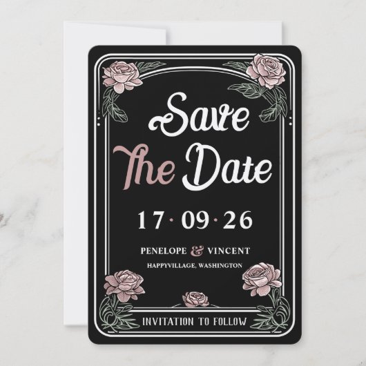 Swan Song Bruiloft Bewaar de datum Kaart (Voorkant)