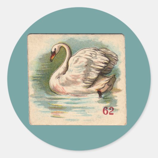  Swan-spelkaart Ronde Sticker (Voorkant)